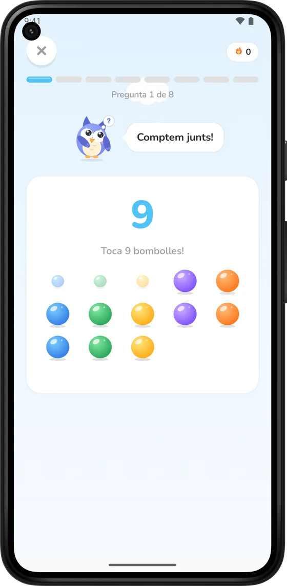 Comptant bombolles de colors a Math Learner