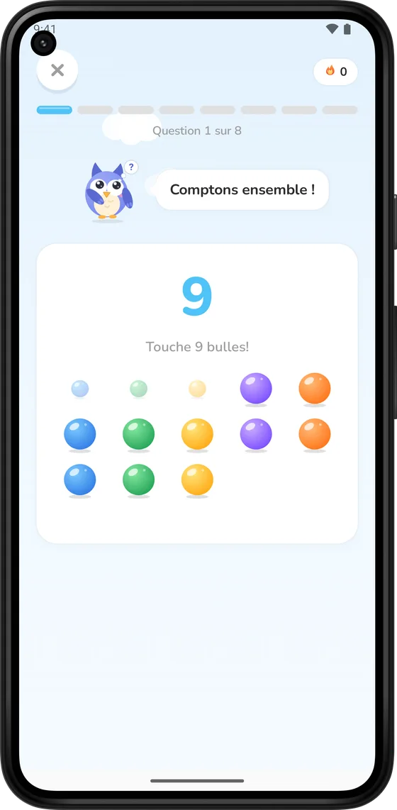 Comptage de bulles colorées dans Math Learner