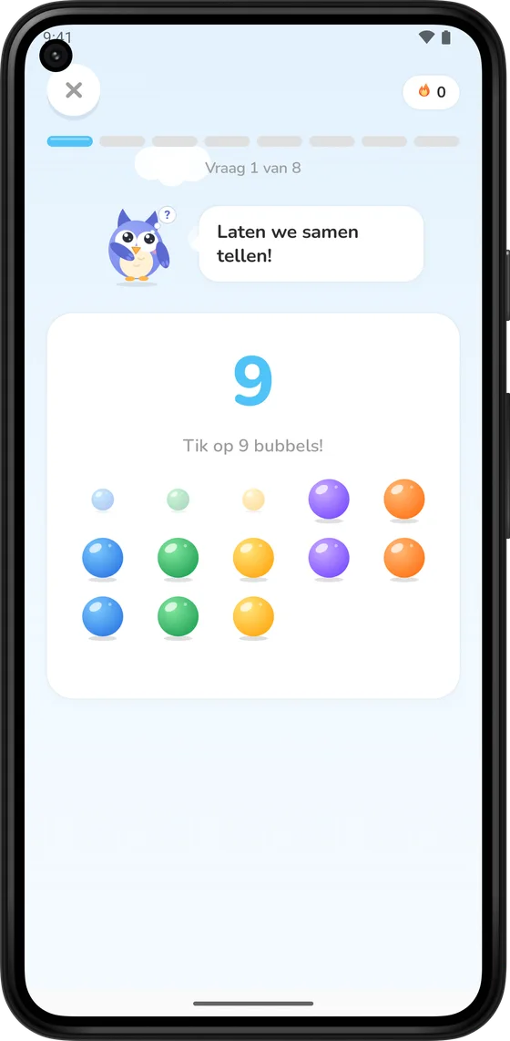 Kleurrijke bellen tellen in Math Learner